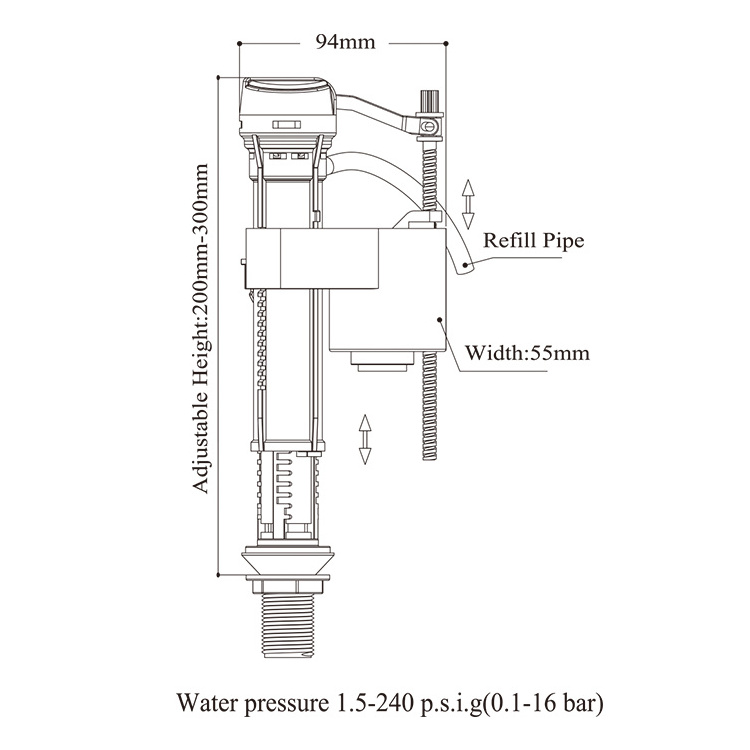 Wholesale Toilet Fill Flush Valve ABS Dual-flush Cistern height adjustable fill valve inlet valve