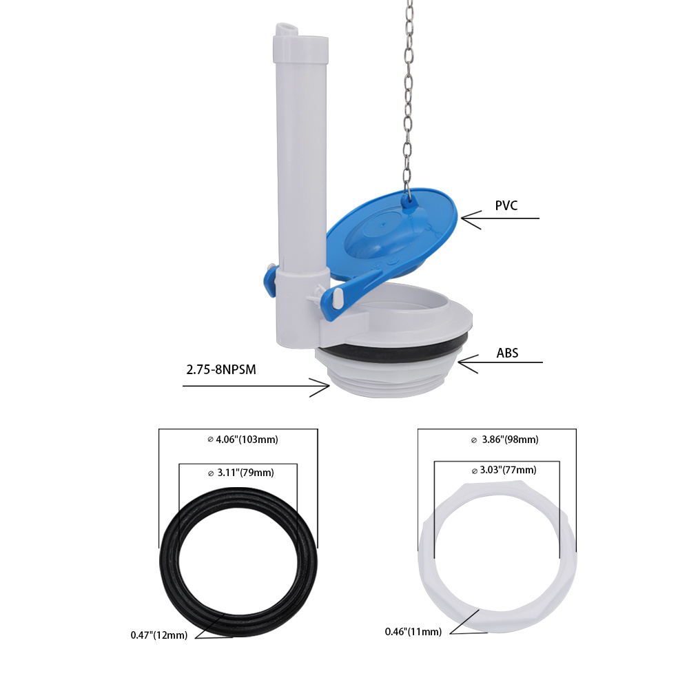 Universal 3-Inch Toilet Flush Valve Replacement Saving Toilet Flush Repair Kit Two Piece Toilet