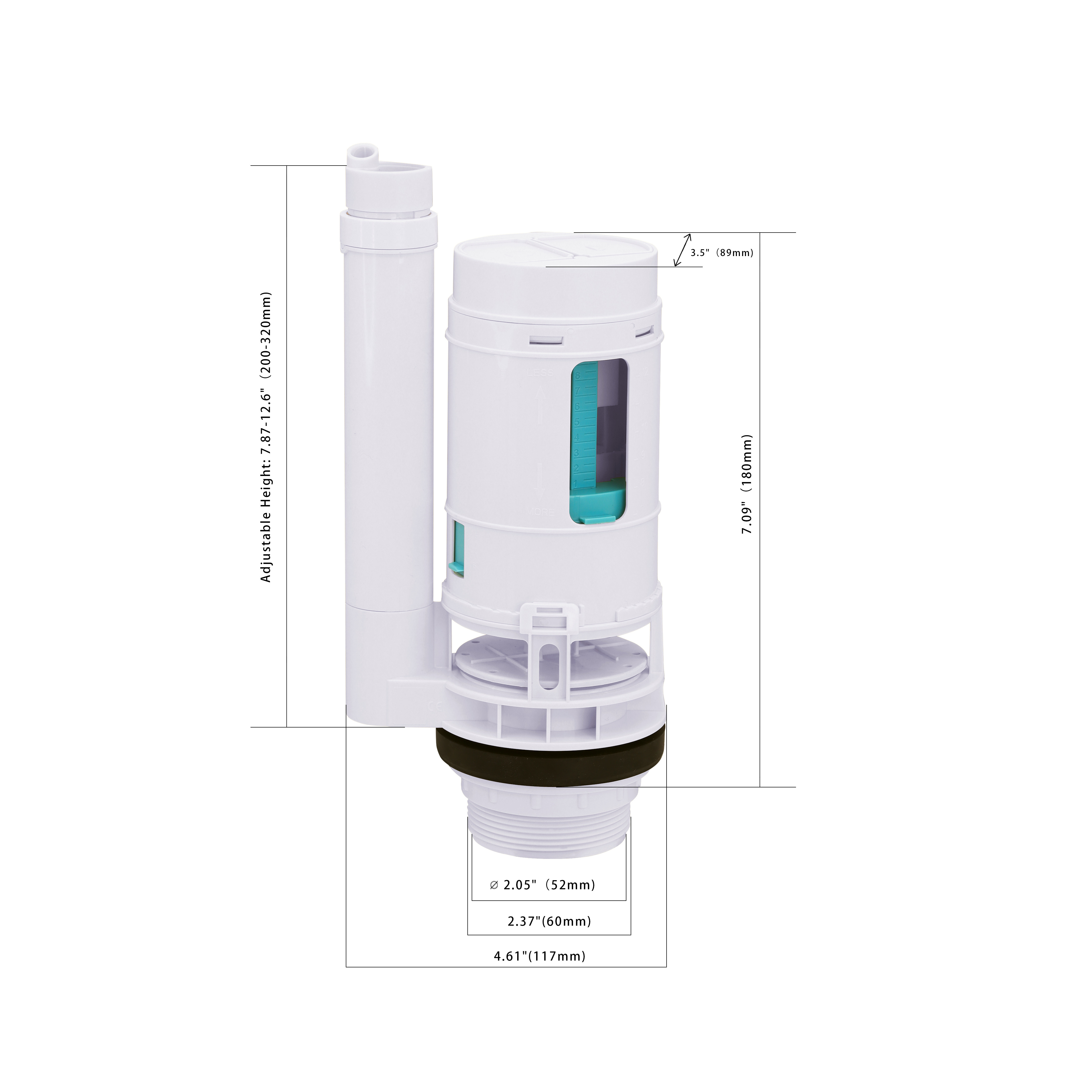 T0206 Universal UPC 2-inch Dual Toilet Flush Valve Replacement Kit for Toilet Fitting Tank