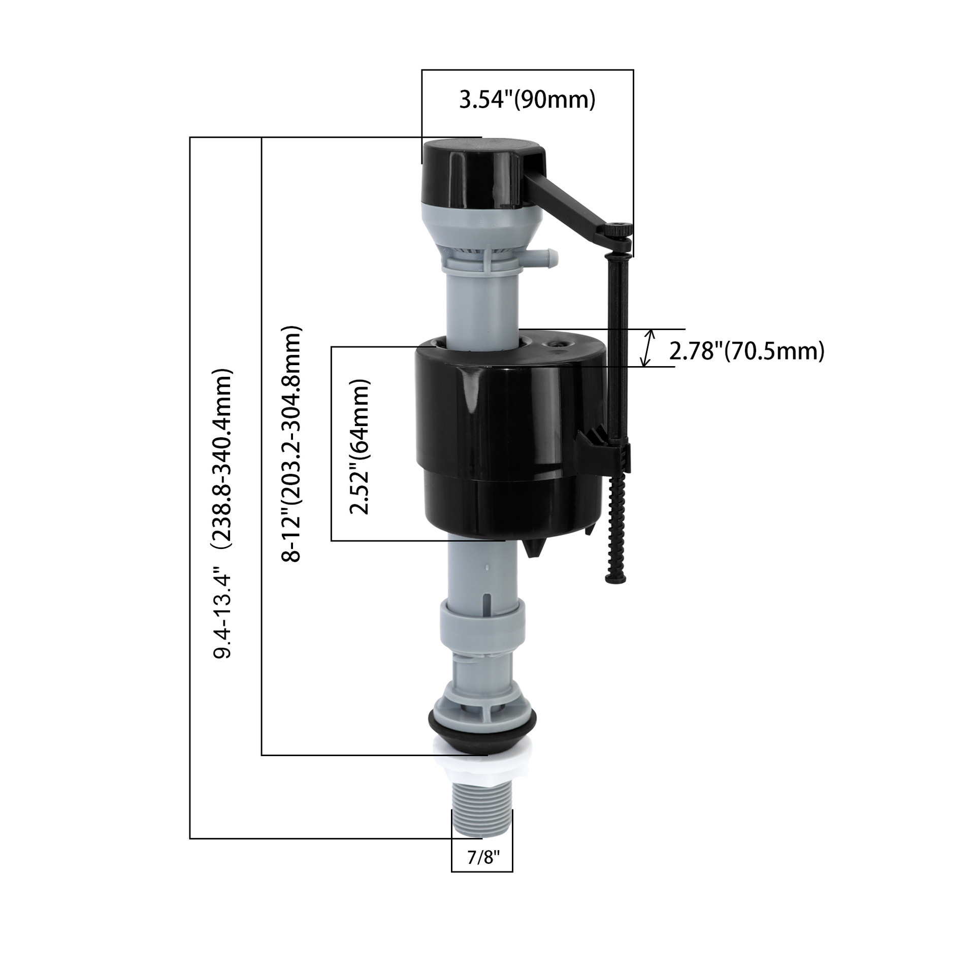 T1115 Toilet fill valve  inlet valve POM height adjustable filling valve Anti-Siphon Universal Toilet Tank