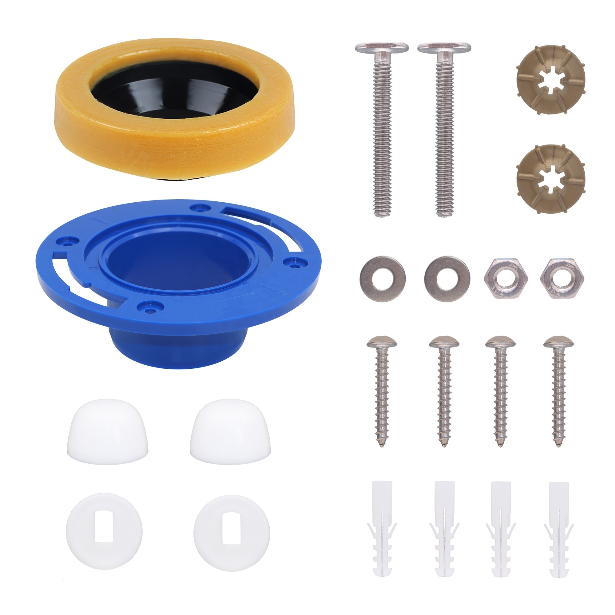 Toilet Flange Repair Kit Fits for 3''&4'' Drain Lines Universal Toilet Plastic Flange With Wax Ring For Easy Installation