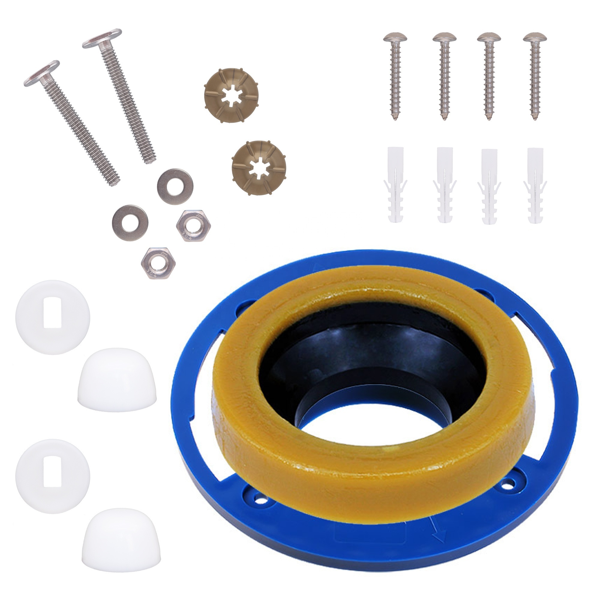 Toilet Flange Repair Kit Fits for 3''&4'' Drain Lines Universal Toilet Plastic Flange With Wax Ring For Easy Installation