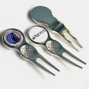 Wholesale Metal Golf Pitch Fork Custom Magnetic Ball Marker Divot Repair Tool Golf Accessories