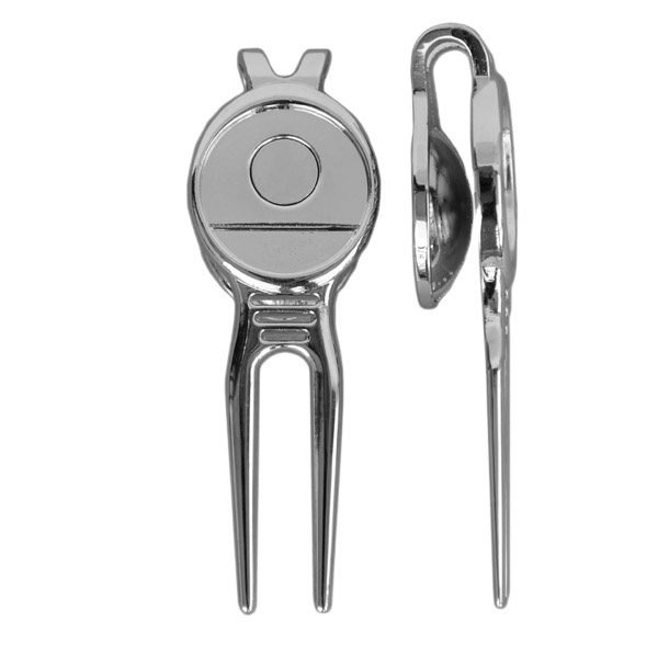 Custom Zinc Alloy Golf Divot Repair Tool Pitchfork with Belt Clip Magnetic Ball Marker Divot Tool