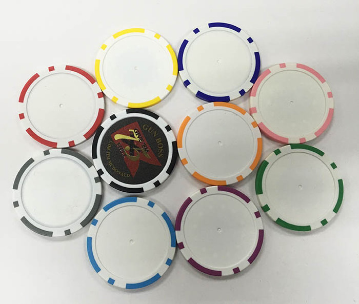 Wholesale Plastic Clay ABS Golf Poker Chip Ball Marker with Custom Sticker or Blank Sticker Sublimation Ceramic Poker Chip