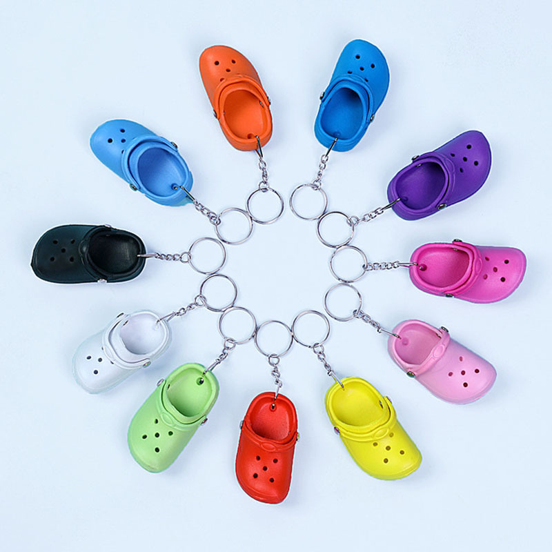 3d Plastic Foam Eva Small Mini Croc Shoe Keychain Cute Charms Pendant Hole Shoes Decor Beach Fashionable Decorative Keychains