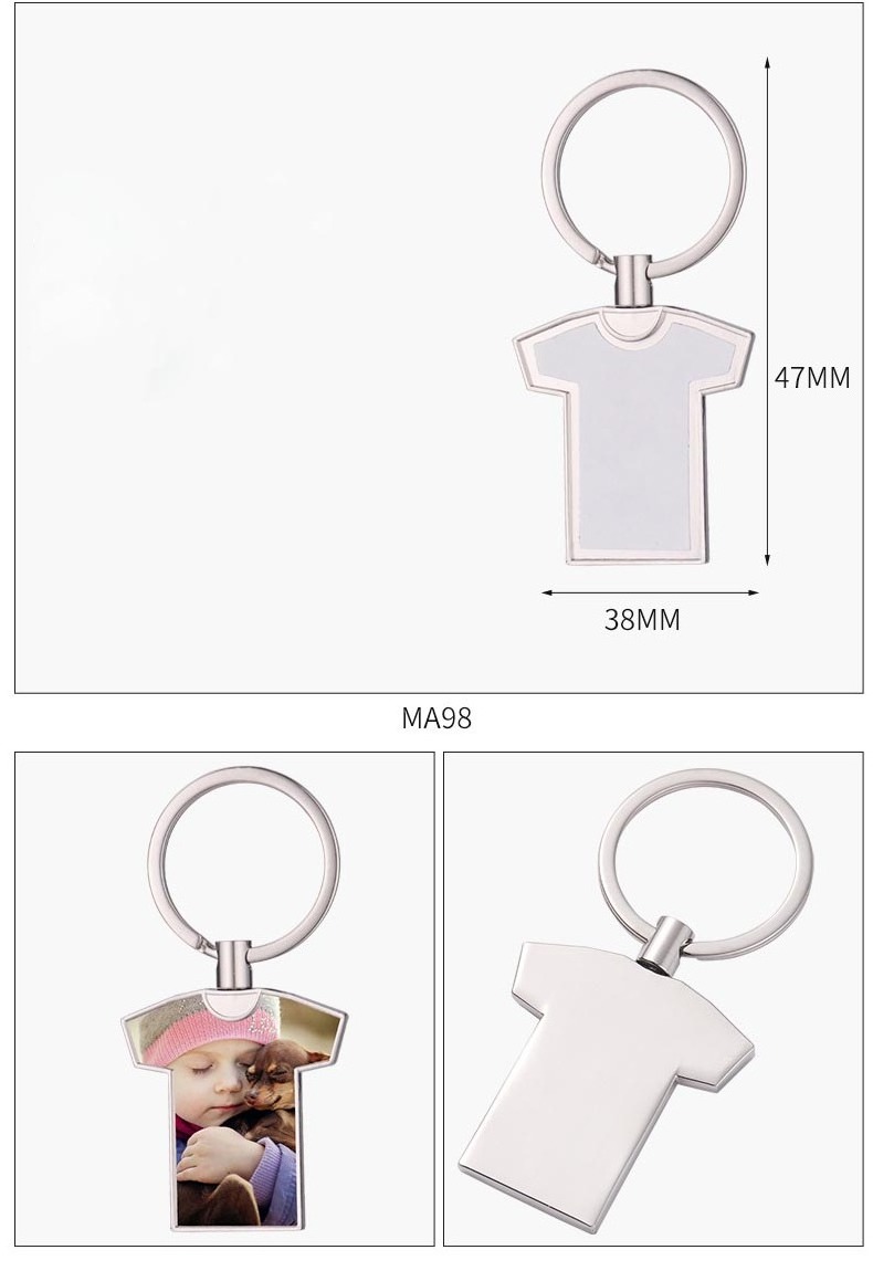 Sublimation Blanks Heat Press Printed Transfer Keychain Metal Photo Single-Sided Key Holder Gift For Father Mother Family Couple