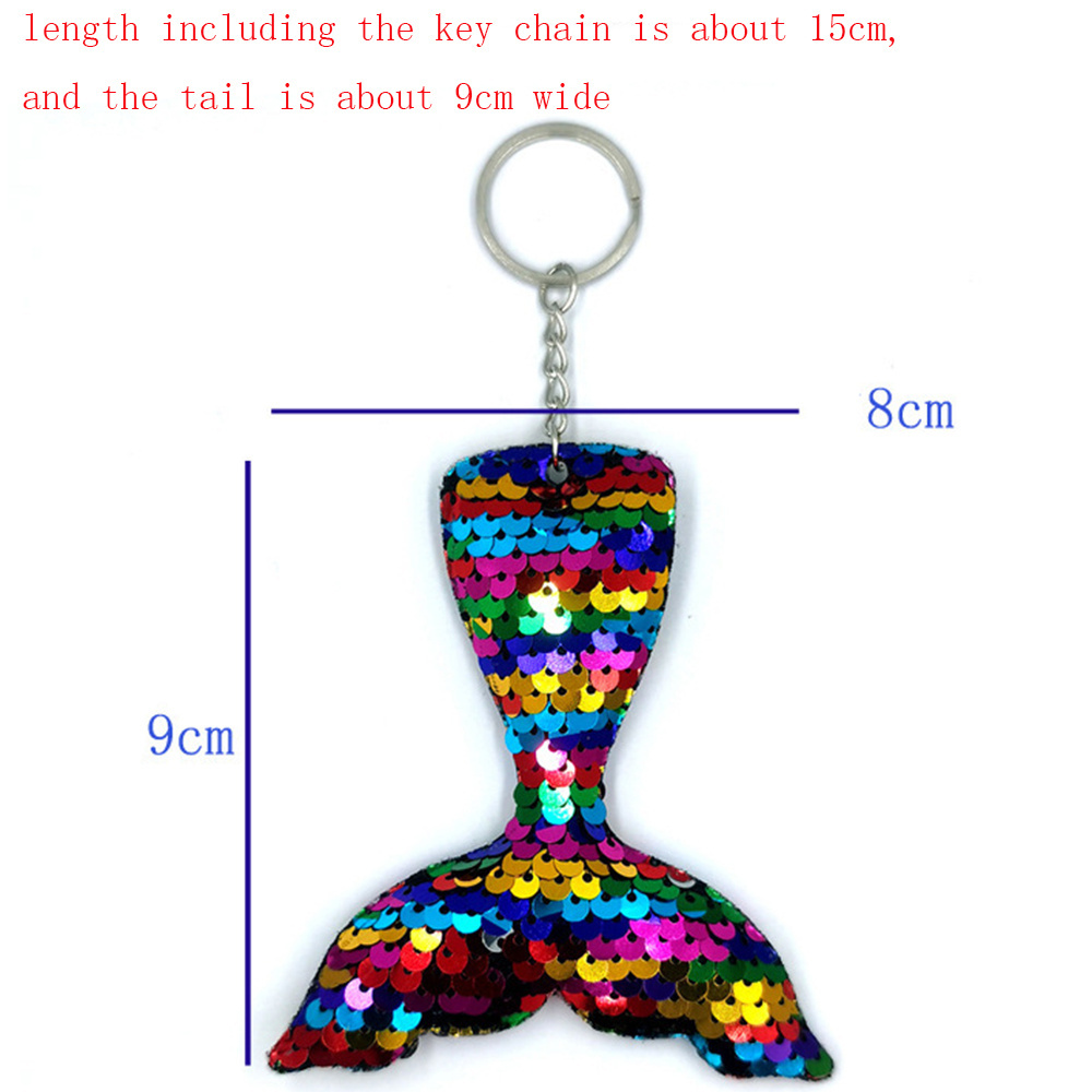 Cute Bling Shiny Reflective Sequins Mermaid Tail Keychain Sea Birthday Party Gifts Car Bag Luggage Accessories Pendant Keychains