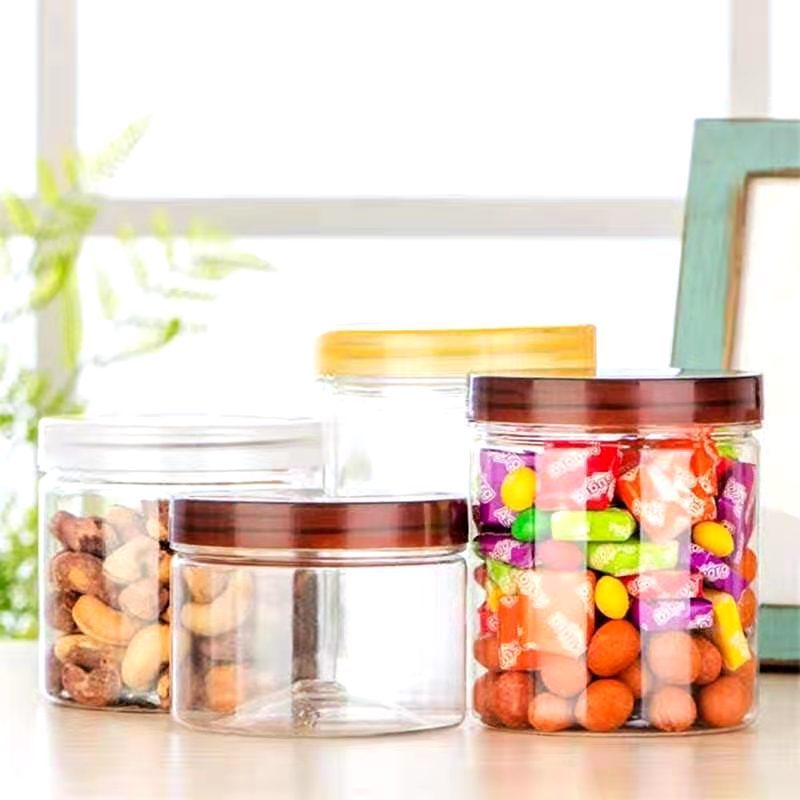 Wide Mouth Cylinder Plastic Cookie Candy Jar  Pet Jar Food