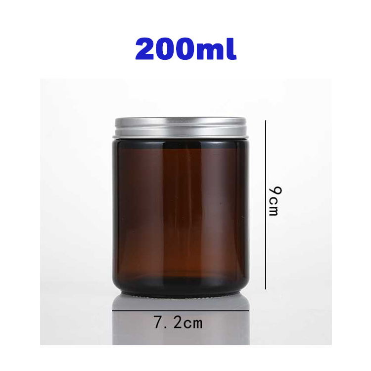 Votive Candle Holders 100ml 200ml Empty Amber Glass Candle Jar 4oz 6oz 8oz With Lids