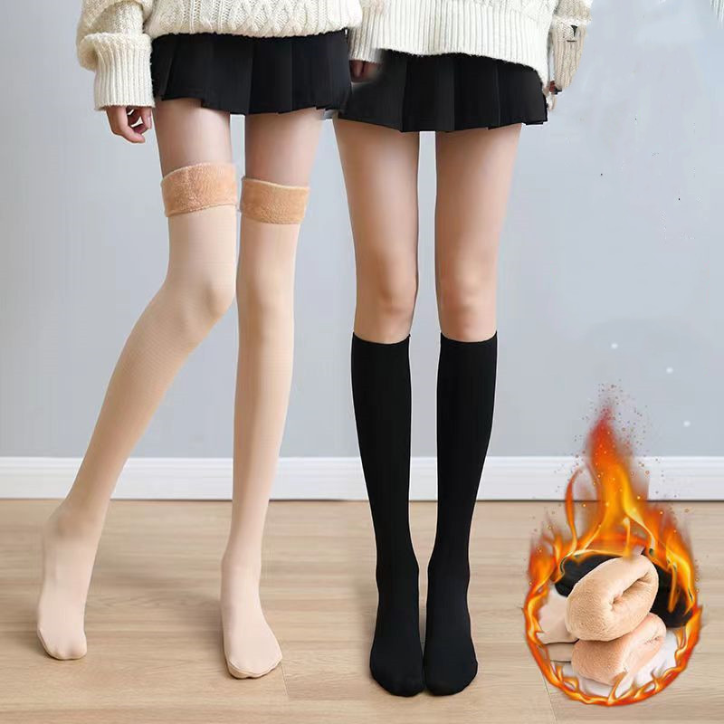 Wholesale High Elastic Compression Thick Velvet Stockings Sheer Thermal Winter Warm Tube Snow Fleece Socks for Women