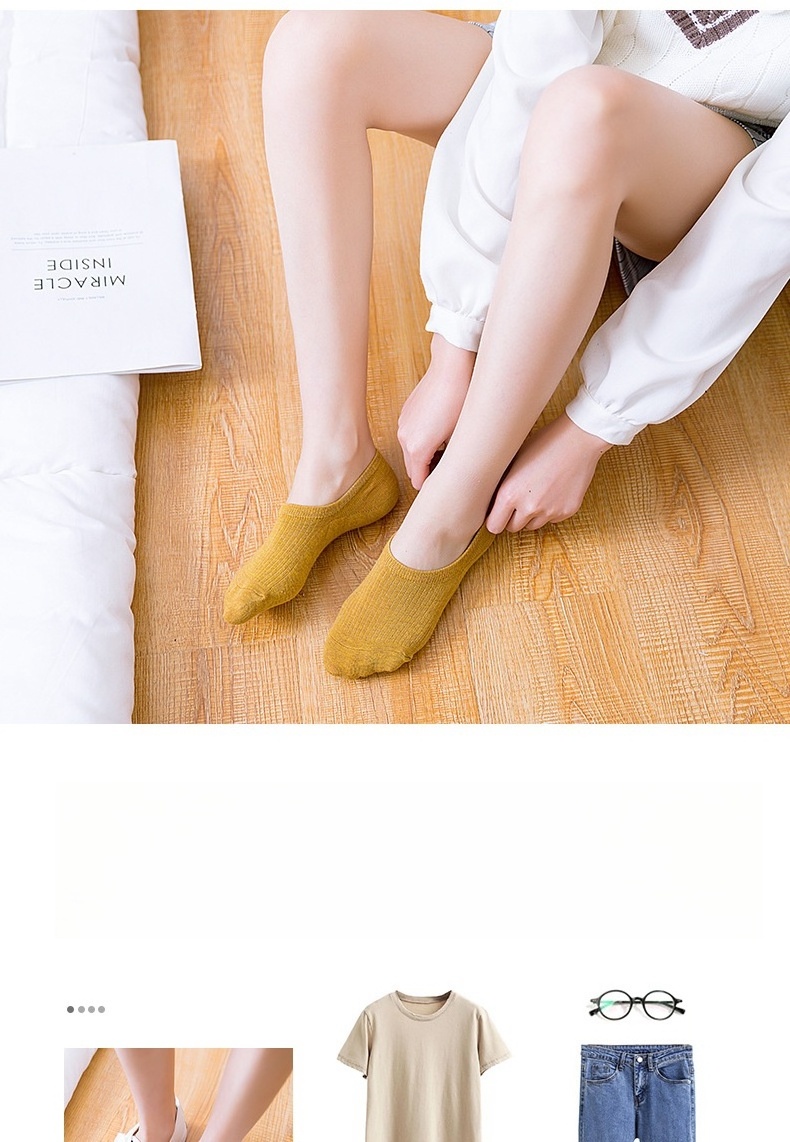 wholesale cotton solid color no show socks women