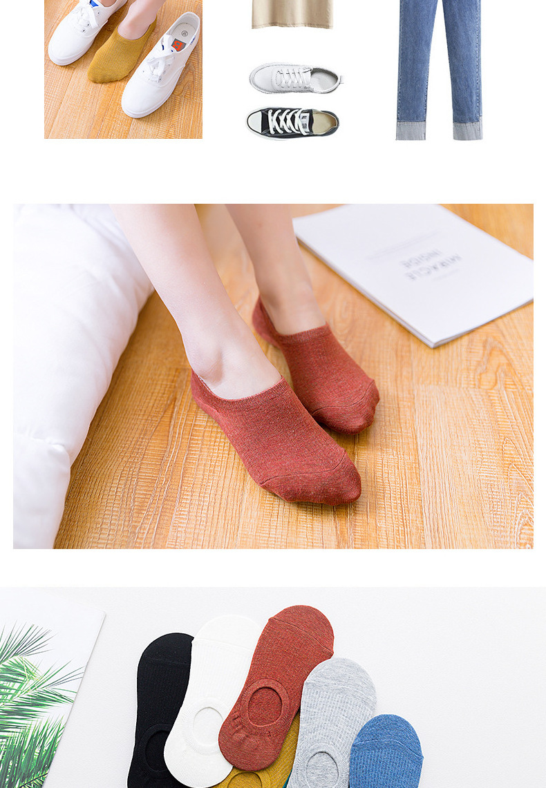 wholesale cotton solid color no show socks women