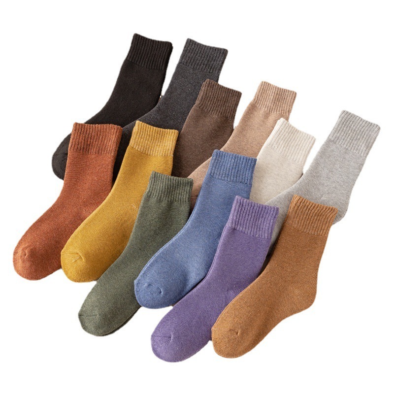 13 color winter warm terry socks breathable colorful women crew socks