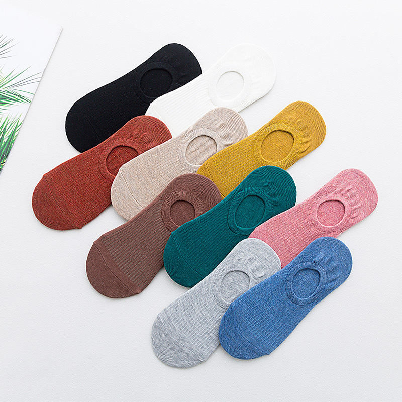 wholesale cotton solid color no show socks women