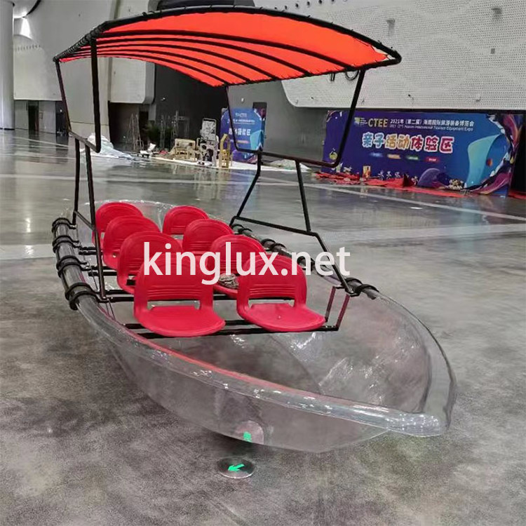 10 person crystal pleasure boat recreational craft transparent boat clear boat with motor engine for tourist attraction