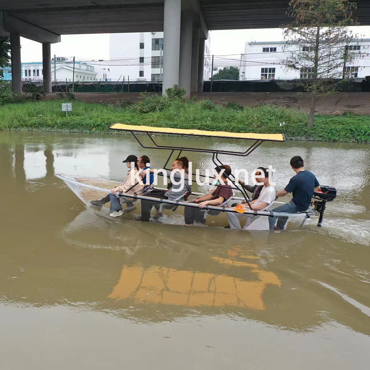 10 person crystal pleasure boat recreational craft transparent boat clear boat with motor engine for tourist attraction