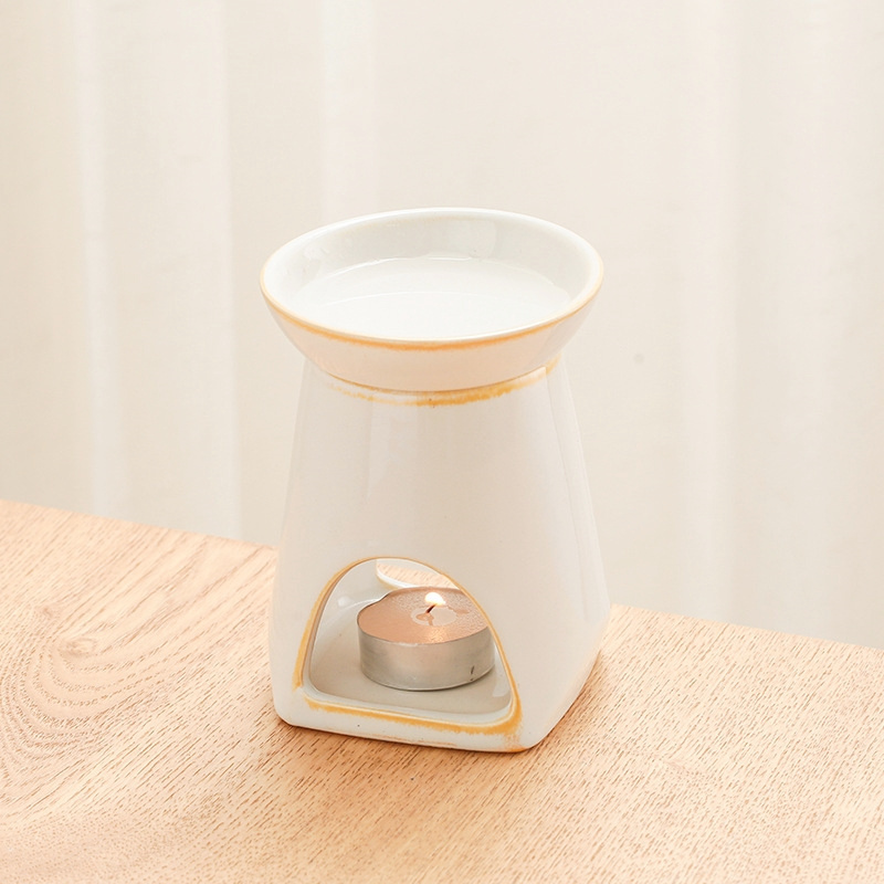 wholesale white ceramic tealight wax warmer aroma oil burner