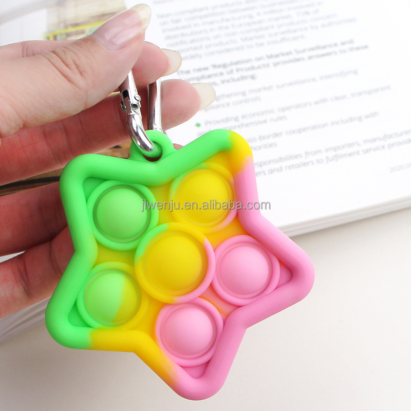 Wholesale Popping New Mini Jumbo Bubble Silicone Popper Pushit Fidget Toy 6 Buckles Pop Keychain