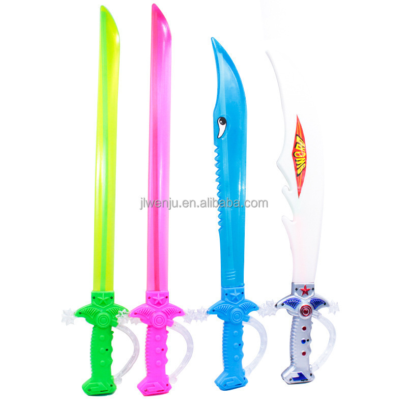 Wholesale luminous light up toy swords with music with scabbard large 67CM samurai sword