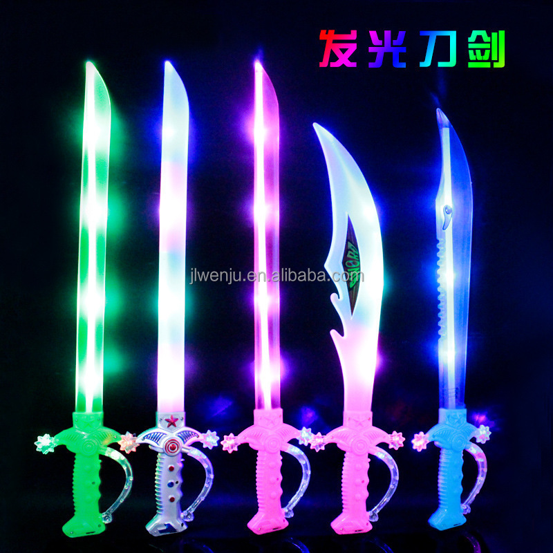 Wholesale luminous light up toy swords with music with scabbard large 67CM samurai sword