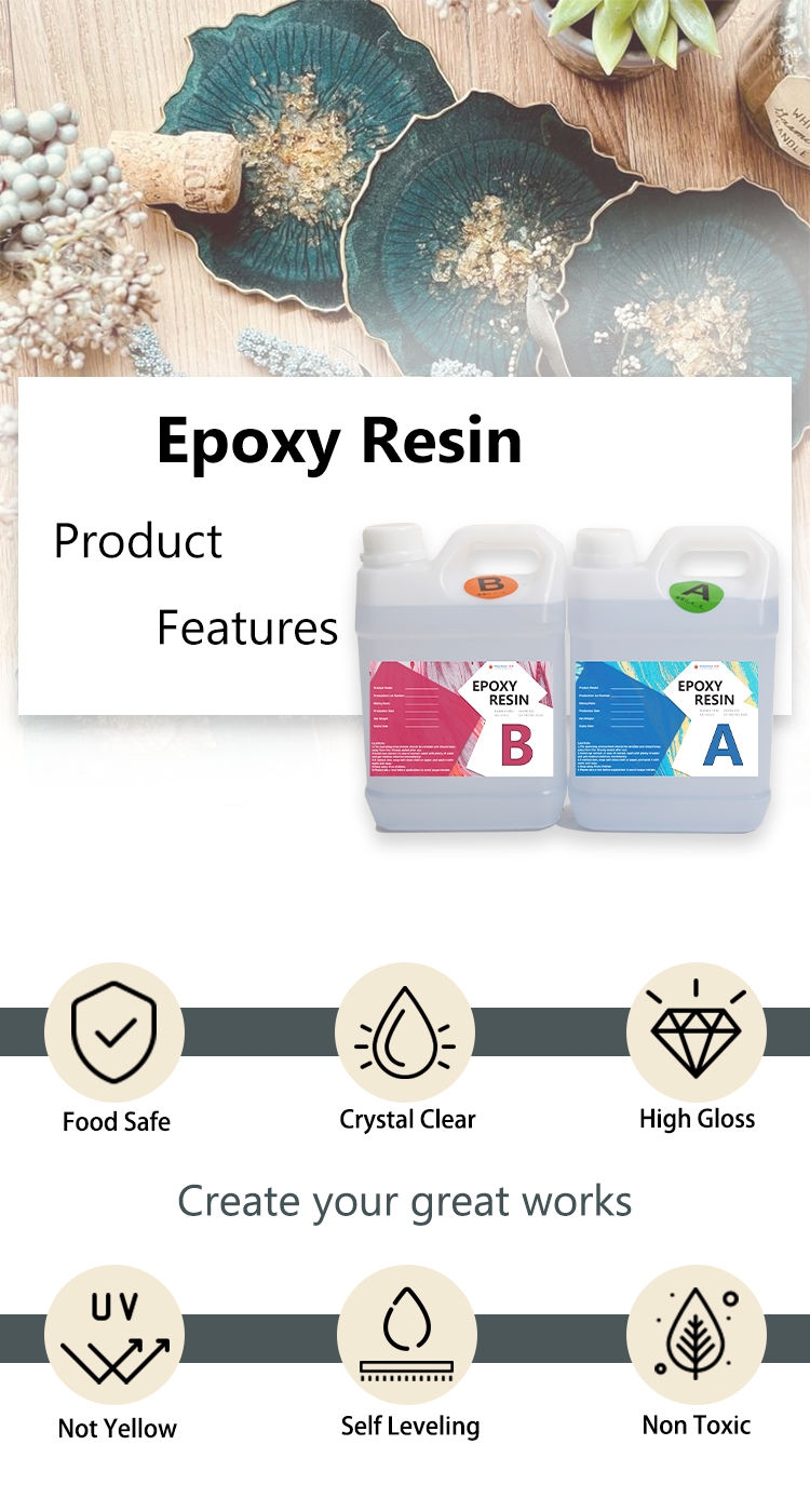 Epoxy Resin Natural Defoaming Non-toxic Yellowing Resistant Liquid Epoxy AB Resin Kit for Resin Arts