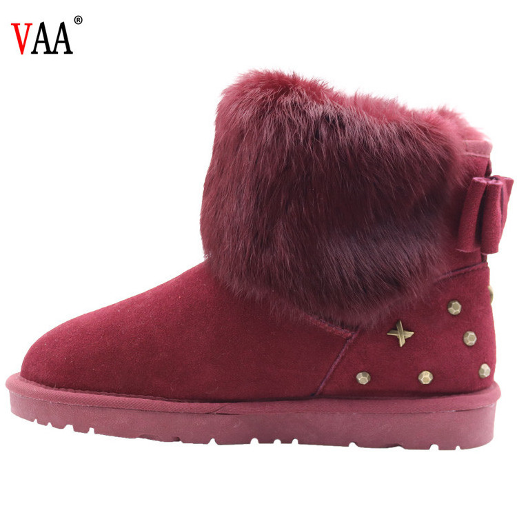 Top Selling Cow Suede Lining Sheepskin Natural Racoon Fur Outside Antiskid Women snow shoes winter