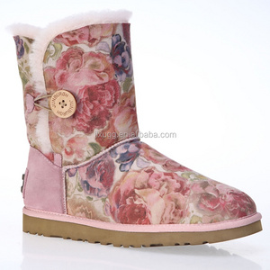 Wholesale Printed Double Face Sheepskin High Discount Manufacturer And Classical Winter Women Snow Boots