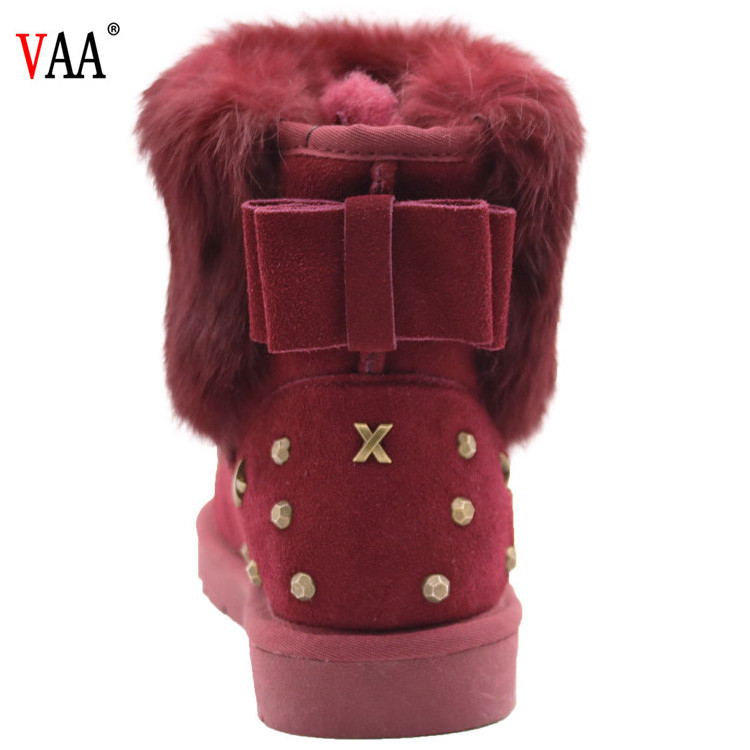 Top Selling Cow Suede Lining Sheepskin Natural Racoon Fur Outside Antiskid Women snow shoes winter