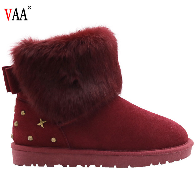 Top Selling Cow Suede Lining Sheepskin Natural Racoon Fur Outside Antiskid Women snow shoes winter