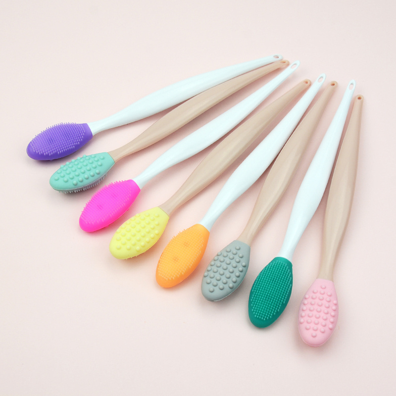 Silicone Exfoliating Lip Brush - Double-Sided Soft Cleaning Beauty Tool for Smoother Skin and Lip Assorted Colors silicone brush