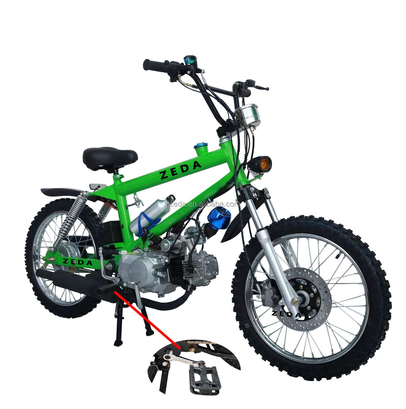 Complete 4 stroke 1.5L gas tank 17inch tire 110cc motorized bike gas scooter gasoline bicycle gas moped bike