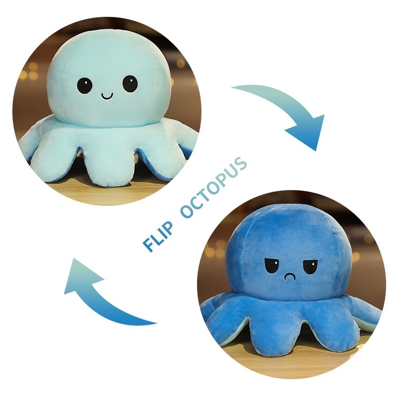 Octopus Doll With Convertible Expressions Double-sided Colorful Doll Throwing Pillow Sleeping Plush Toys Gifts