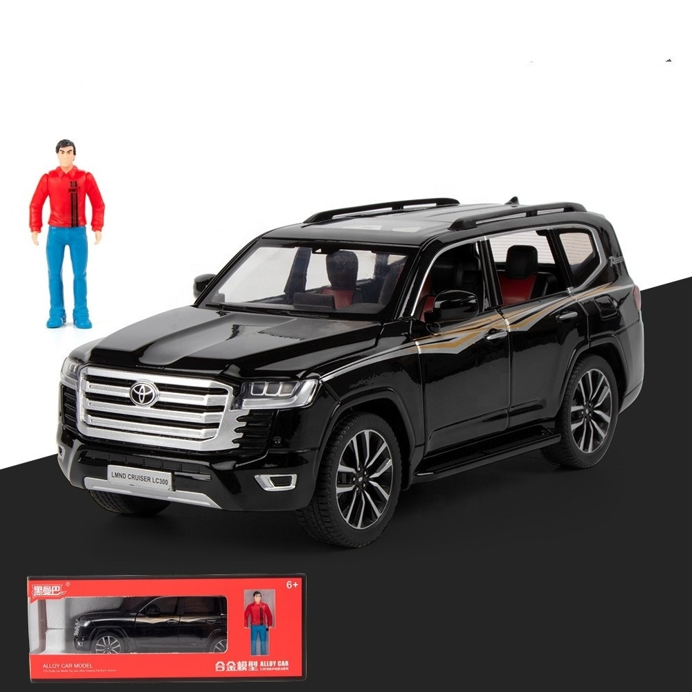 HOT! 1:24 Diecast Model Cars Cruiser LC300  Alloy Model With  Doll Sound And Light Pullback Car Toy For Gift