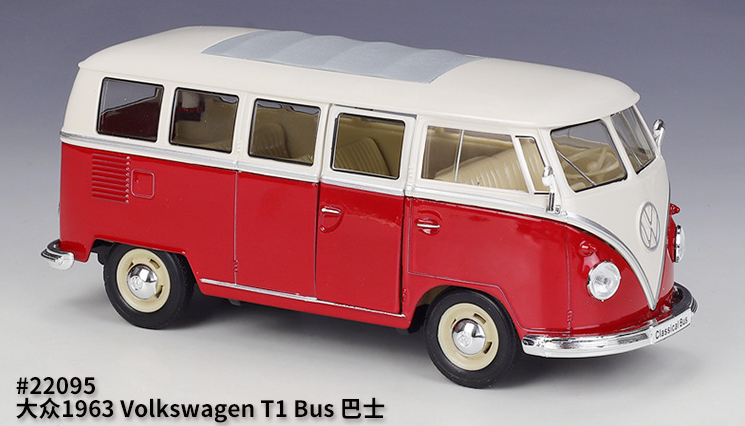 Welly 1:24 Volkswagen 1963 T1 BUS BUS van simulation alloy finished car model toy diecast toy vehicles