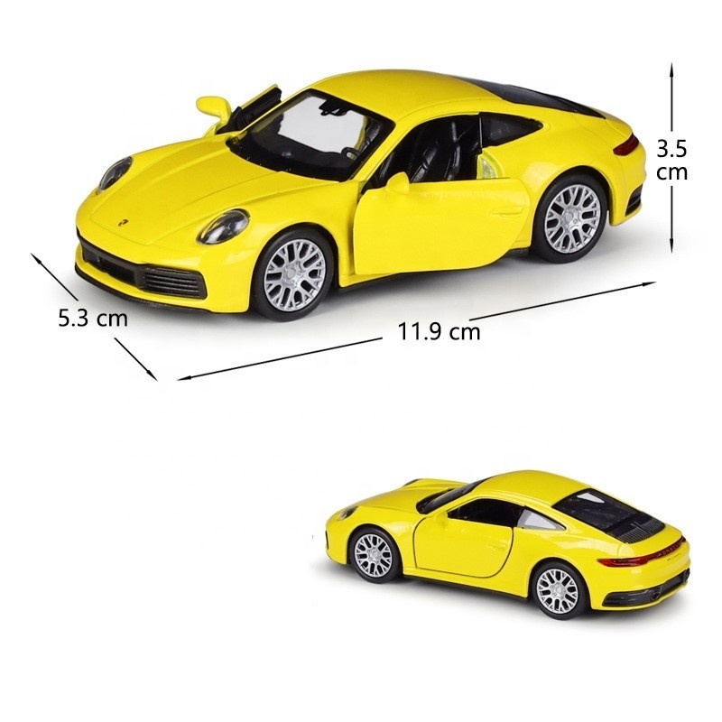 Hot Sell Diecasts Toy Vehicles Carrera 4S 1/36  Alloy Pullback Two Door Open Diecast Model Car