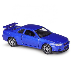 Hot Sell Diecasts Toy Vehicles 1/36 GTR R34  Alloy Pullback Two Door Open Diecast Model Car