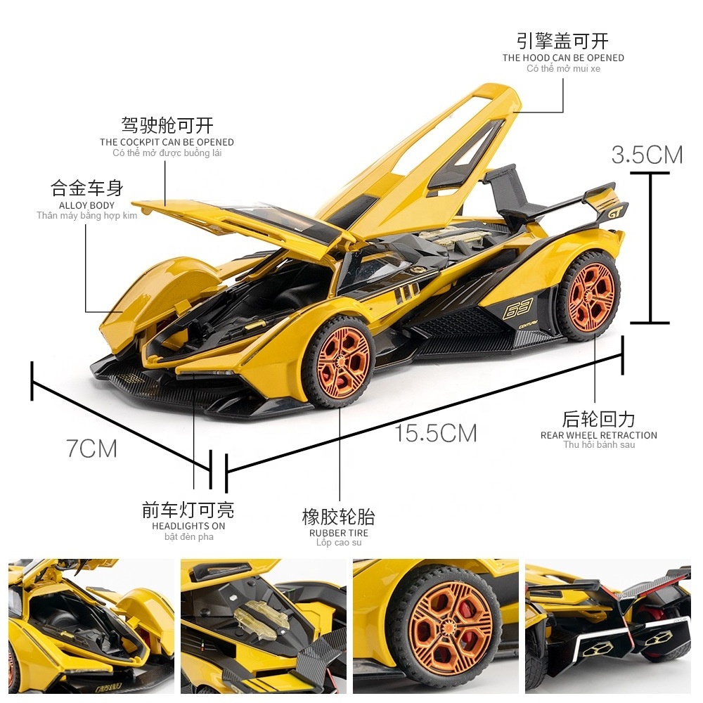 Hot 1:32 Scale V12GTDieCast Alloy Car Model Boys Toys Vehicles Diecasts & Toy Supercar Collectibles Kids Toys Car