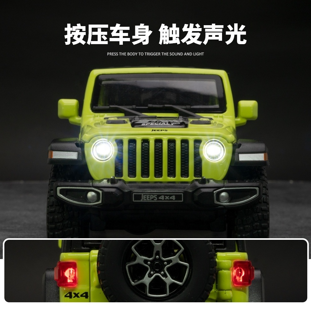 Hot 1:32 Scale W-rangler Off-road Vehicle Diecast Alloy Muscle Car Model Sound and Light Children's Toy  Kids Toys Car