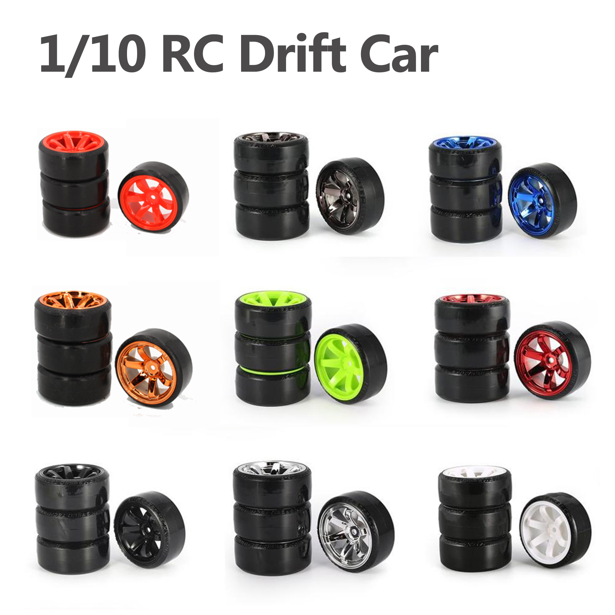 RC Parts 1/10 RC Drift Cars Wheel Hub Hard Pattern Tyre HSP Redcat Wltoys WPL Tamiya Traxxas RC Drift Car Accessories Toys