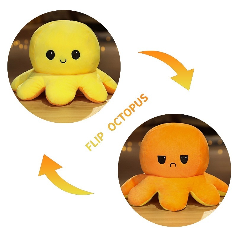 Octopus Doll With Convertible Expressions Double-sided Colorful Doll Throwing Pillow Sleeping Plush Toys Gifts