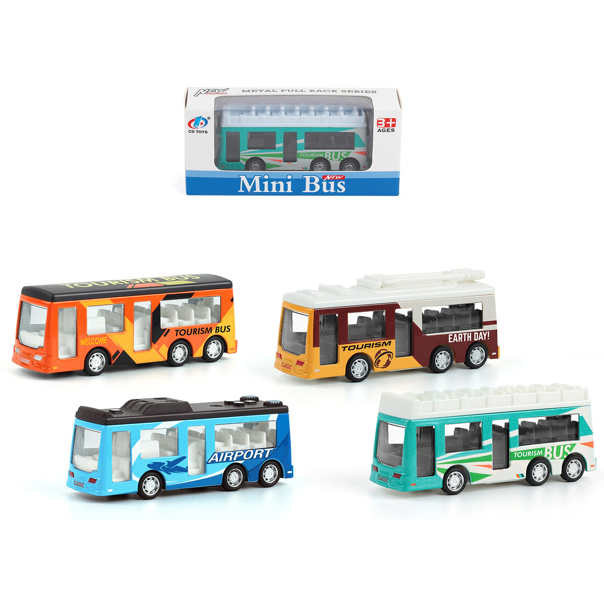 wholesale 1:120 Mini Bus Children DIecast Model Toy Car Alloy bus Toy pullback  bus model Vehicles display gifts boy toys