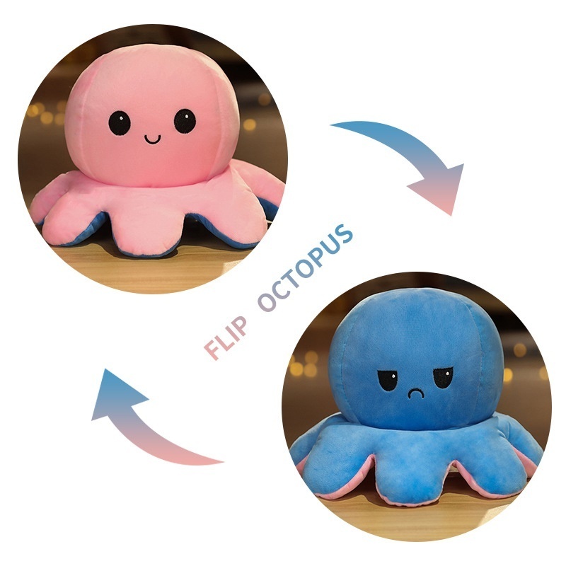 Octopus Doll With Convertible Expressions Double-sided Colorful Doll Throwing Pillow Sleeping Plush Toys Gifts