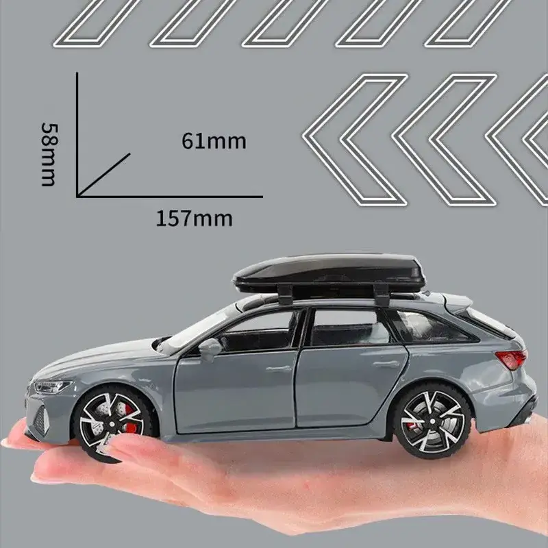 1:32 Audi RS6 Diecast Toy Car Model with Sound Light Doors Opened Alloy Model Vehicle Collection Toy for Boy Adult Festival Gift