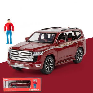 HOT! 1:24 Diecast Model Cars Cruiser LC300  Alloy Model With  Doll Sound And Light Pullback Car Toy For Gift