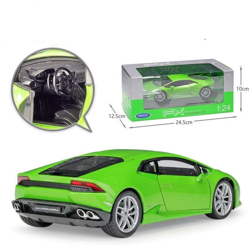 Supercar 1:24 Diecast Huracan LP610-4 Sports Car Mode Simulation Alloy Car Model Collection Decoration Gift