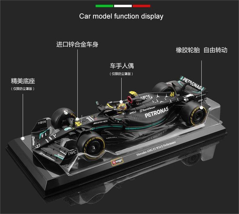 Hot Burago 1:24 W14 F1 Alloy Diecast Model Car Toy Vehicles Simulation Collection Model Gift