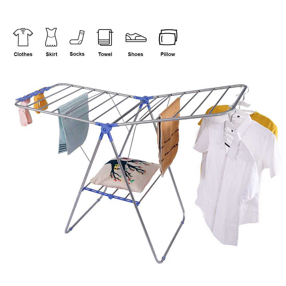 Factory Supply Powder Coating Hanging Clothes Horse Cloths Drying Rack For Wet Clothes