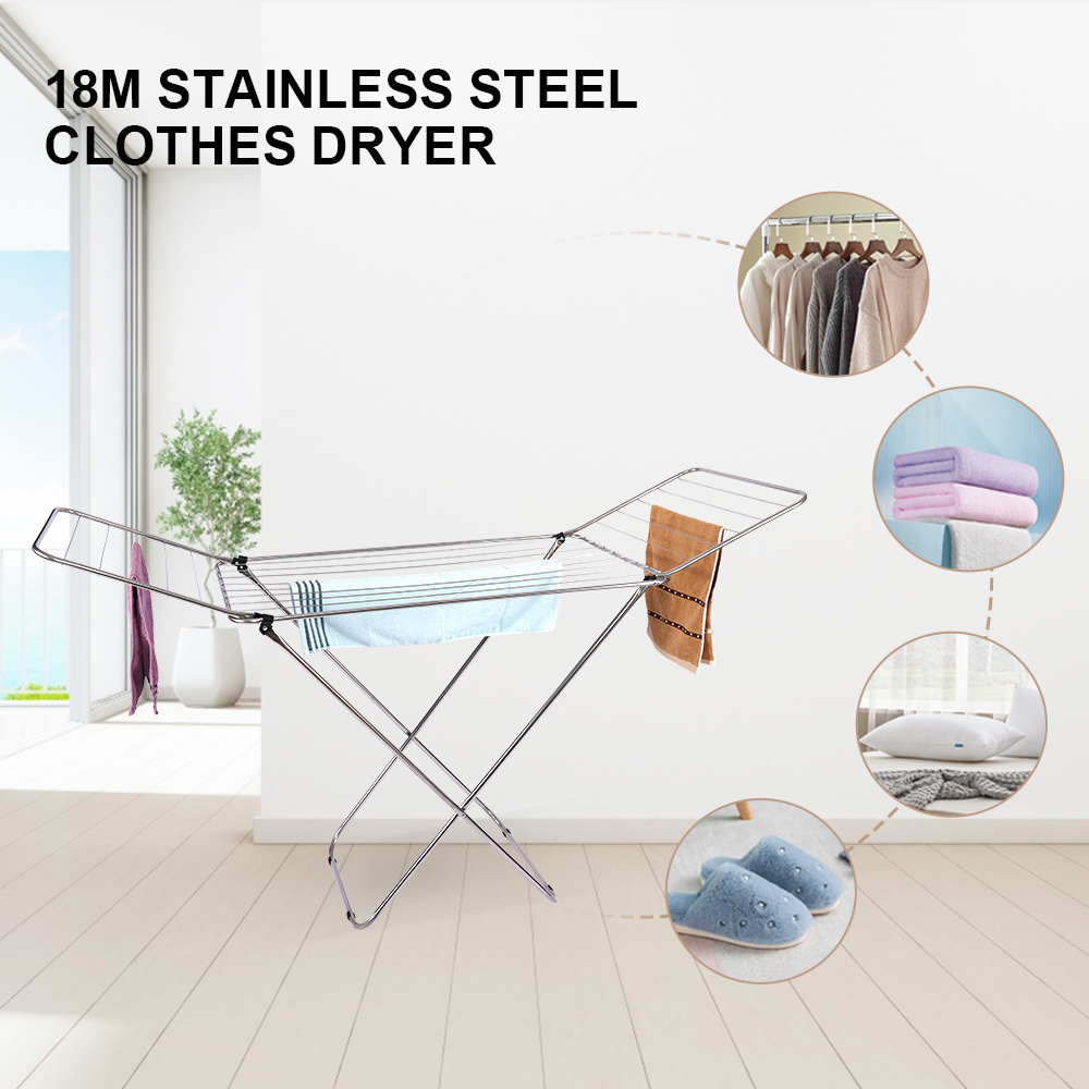 High Quality 1-Tier Clothes Drying Stand Stainless Steel Pipe Clothes Rack Foldable Clothing Rack