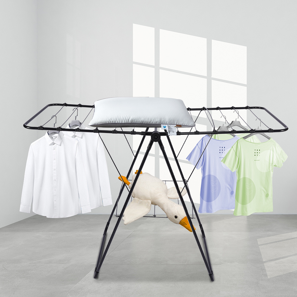 Double Layer Extend Clothes Drying Rack Folding Hangers Clothes Racks For Drying Clothes With Shoe Rack